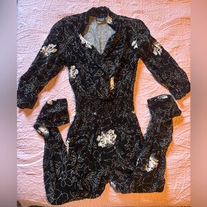 VINTAGE Timely Trends Floral Black Jumpsuit 11/12